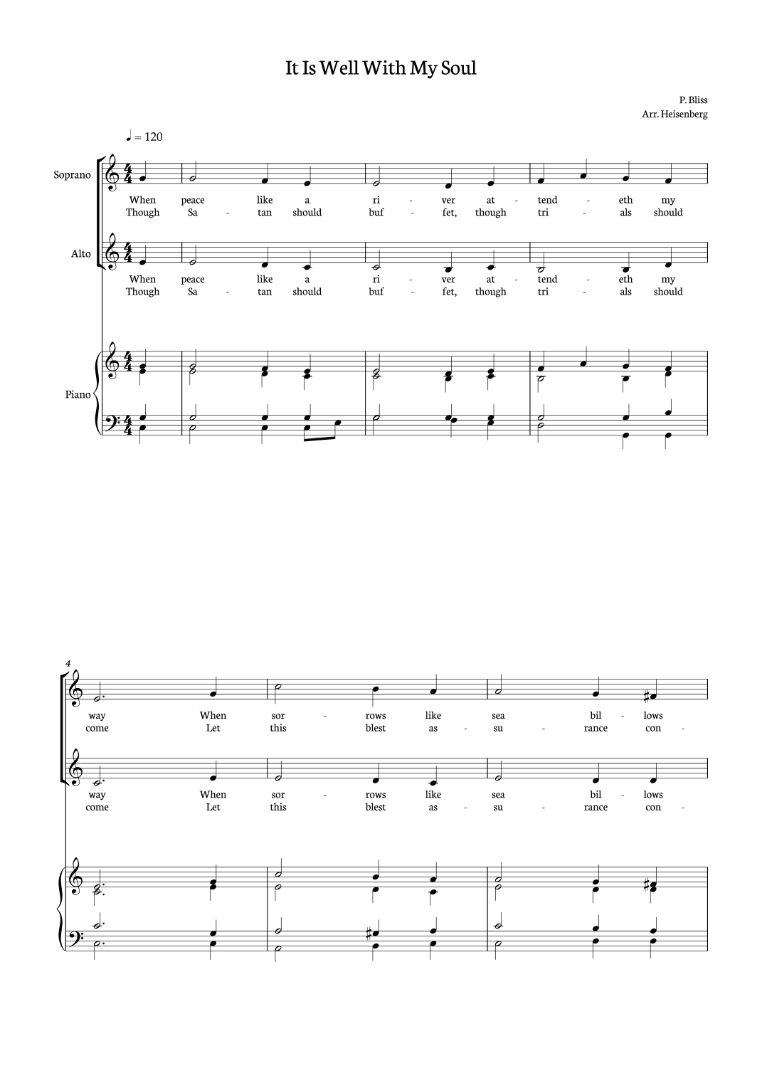 It Is Well With My Soul - SA (arr. Heisenberg)