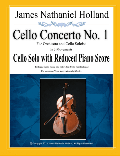 Cello Concerto No. 1, Cello Solo and Piano Reduced Score with Individual Solo Parts
