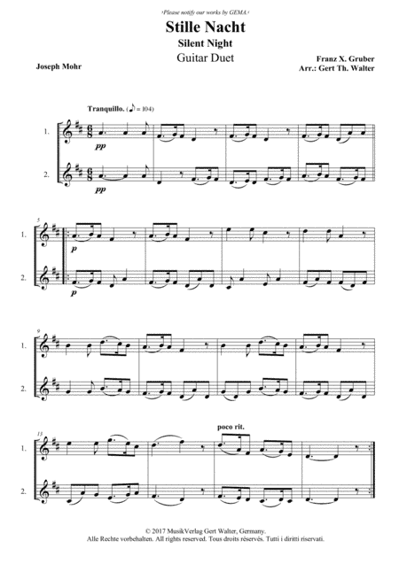 Silent Night (arr. Gert Th. Walter)