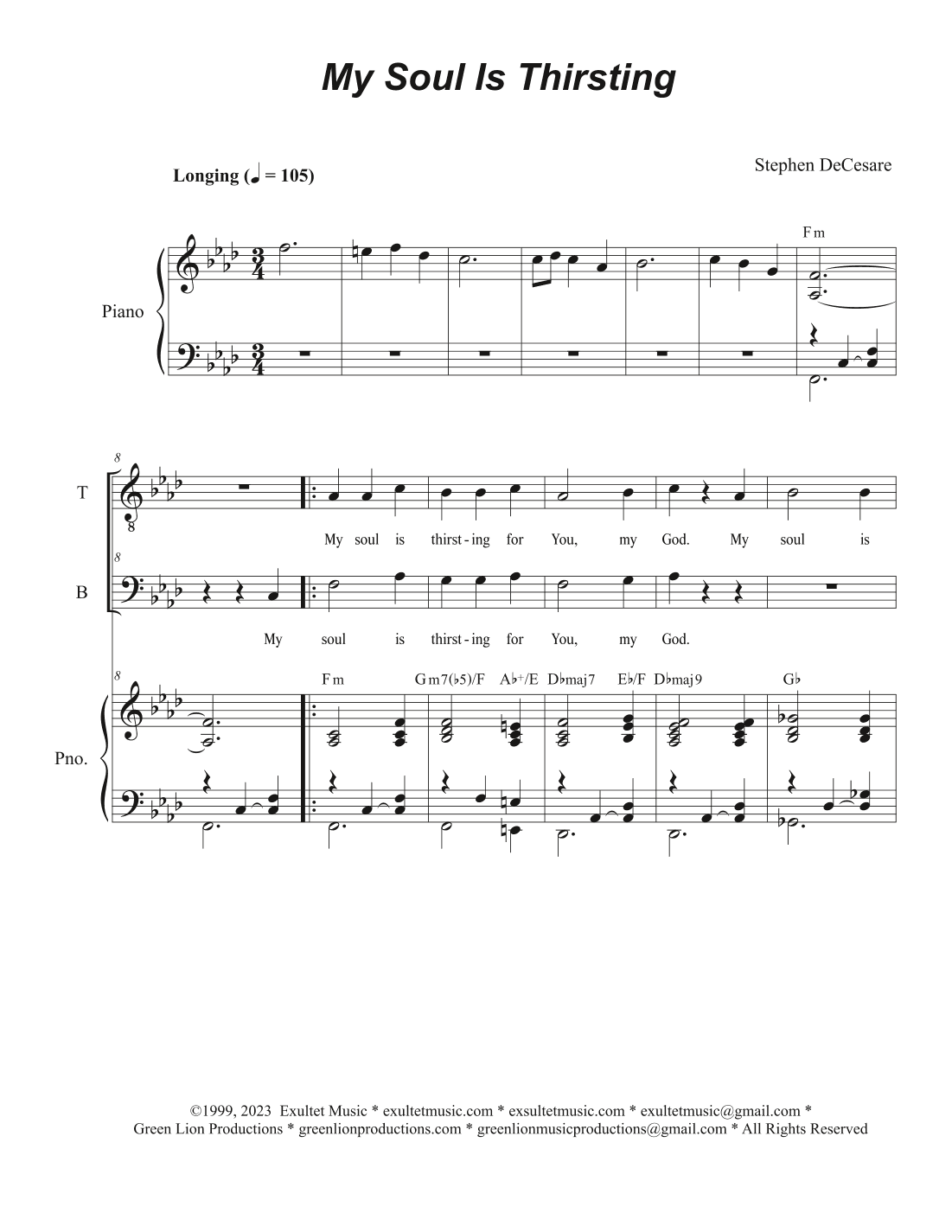 My Soul Is Thirsting (Duet for Tenor and Bass solo)