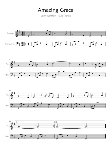 Amazing Grace - Trumpet and Trombone Duet (arr. Ygor Nunes)