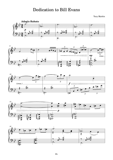 Dedication to Bill Evans (arr. Zellev Music)