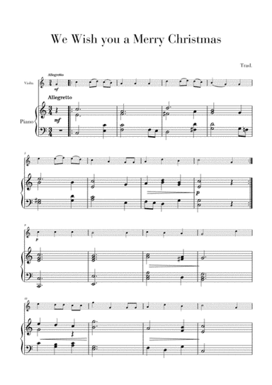 We Wish you a Merry Christmas for Violin and Piano (arr. Cadenza Editions)