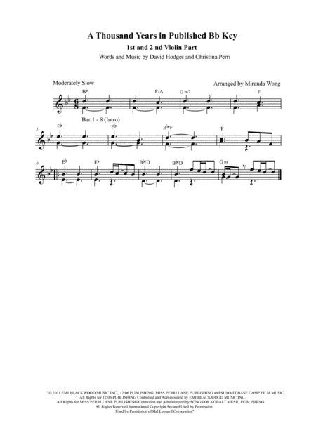A Thousand Years (arr. Miranda Wong)