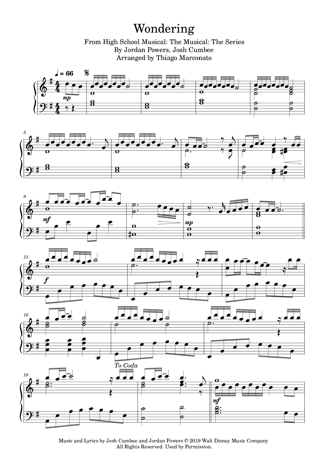 Wondering (arr. Thiago Marconato)