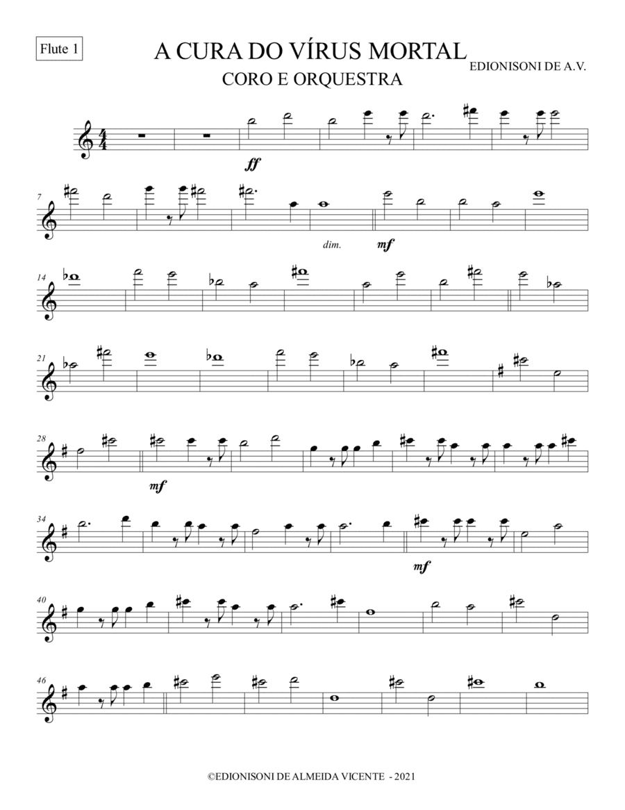 FLUTE 1 - A CURA DO VÍRUS MORTAL PARA CORO E ORQUESTRA