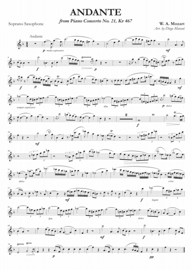 Andante from Concerto No. 21 for Soprano Saxophone and Piano (arr. Diego Marani)