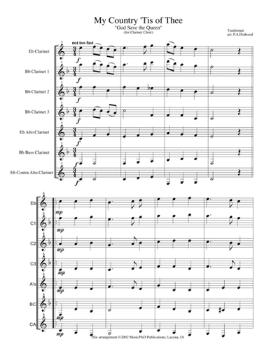 My Country 'Tis of Thee (God Save the Queen) for Clarinet Choir (arr. Peter A. Drahozal)