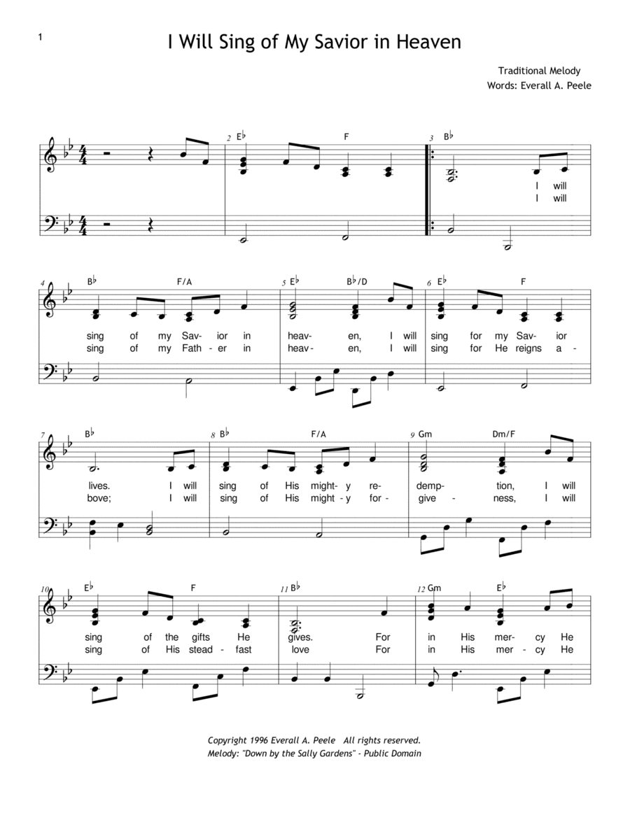 I Will Sing of My Savior in Heaven (arr. Everall Aiken Peele)