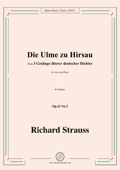 Richard Strauss-Die Ulme zu Hirsau,in f minor,Op.43 No.3 (arr. OSM Press)