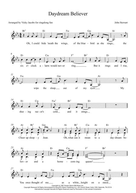 Daydream Believer (arr. Vicky Jacobs)