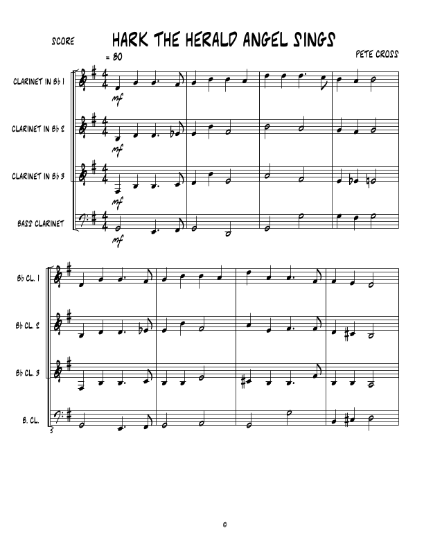 Hark The Herald Angel Sings - Score Only (arr. Pete Cross)