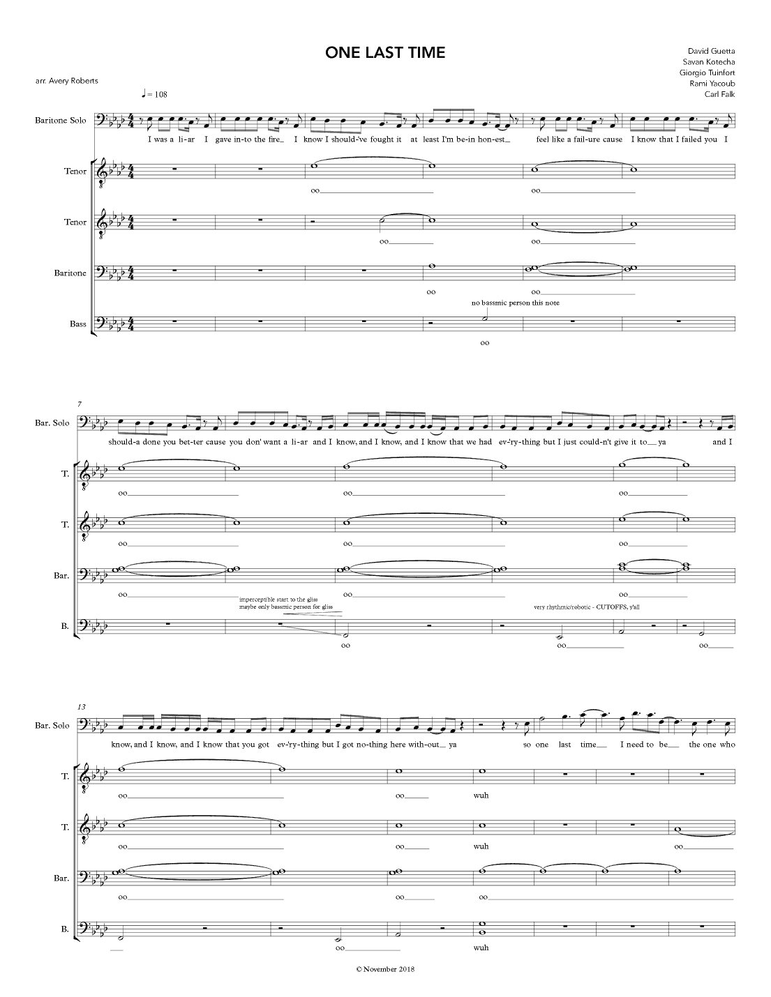 One Last Time (arr. Avery Roberts)