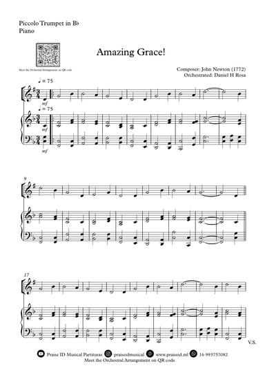 Amazing Grace How Sweet the sound - Easy Piccolo Trumpet and Piano (arr. Daniel H Rosa)
