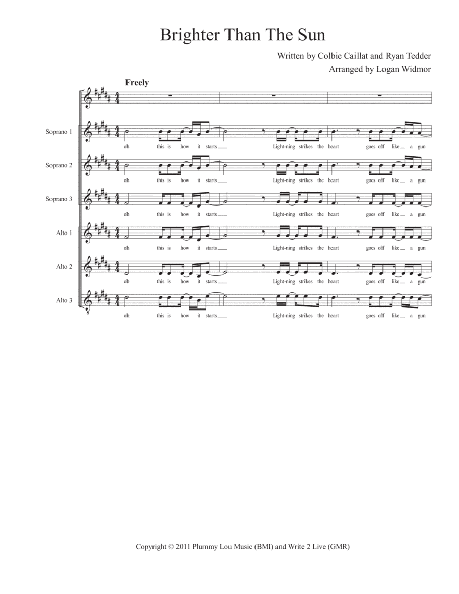 Brighter Than The Sun (arr. Logan Widmor)