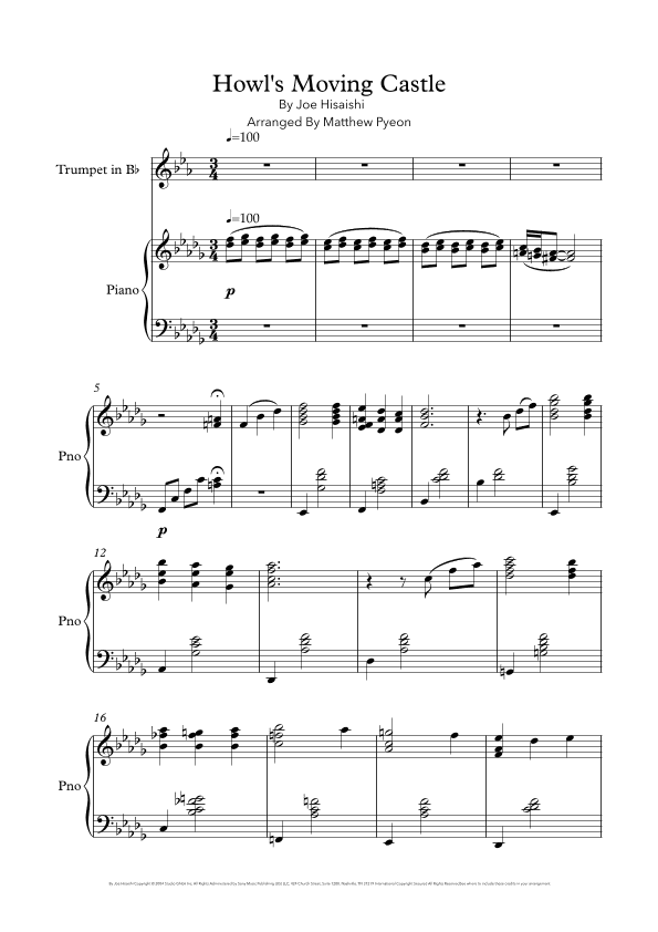 Howl's Moving Castle (arr. Matthew pyeon)