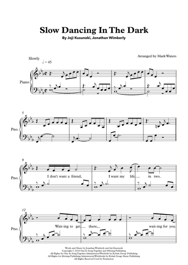 Slow Dancing In The Dark (arr. Mark Waters)