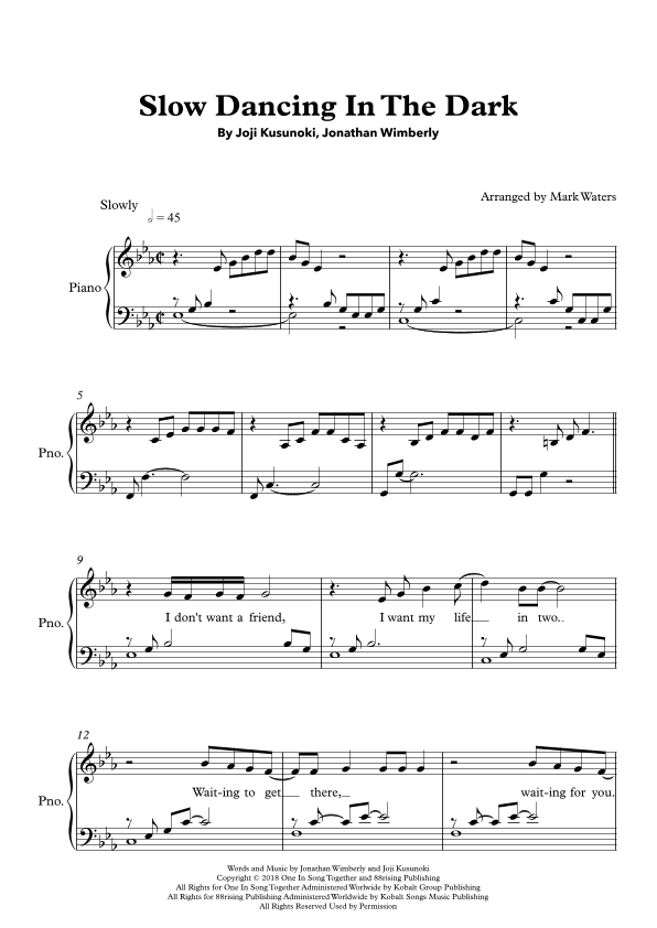 Slow Dancing In The Dark (arr. Mark Waters)