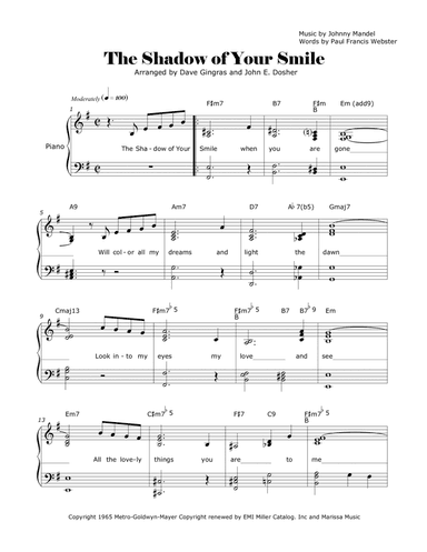 The Shadow Of Your Smile (arr. Dave Gingras, John E. Dosher)