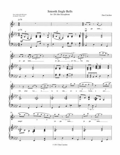 Alto Sax-"Smooth Jingle Bells" smooth jazz with piano accompaniment (arr. Dan Cutchen)