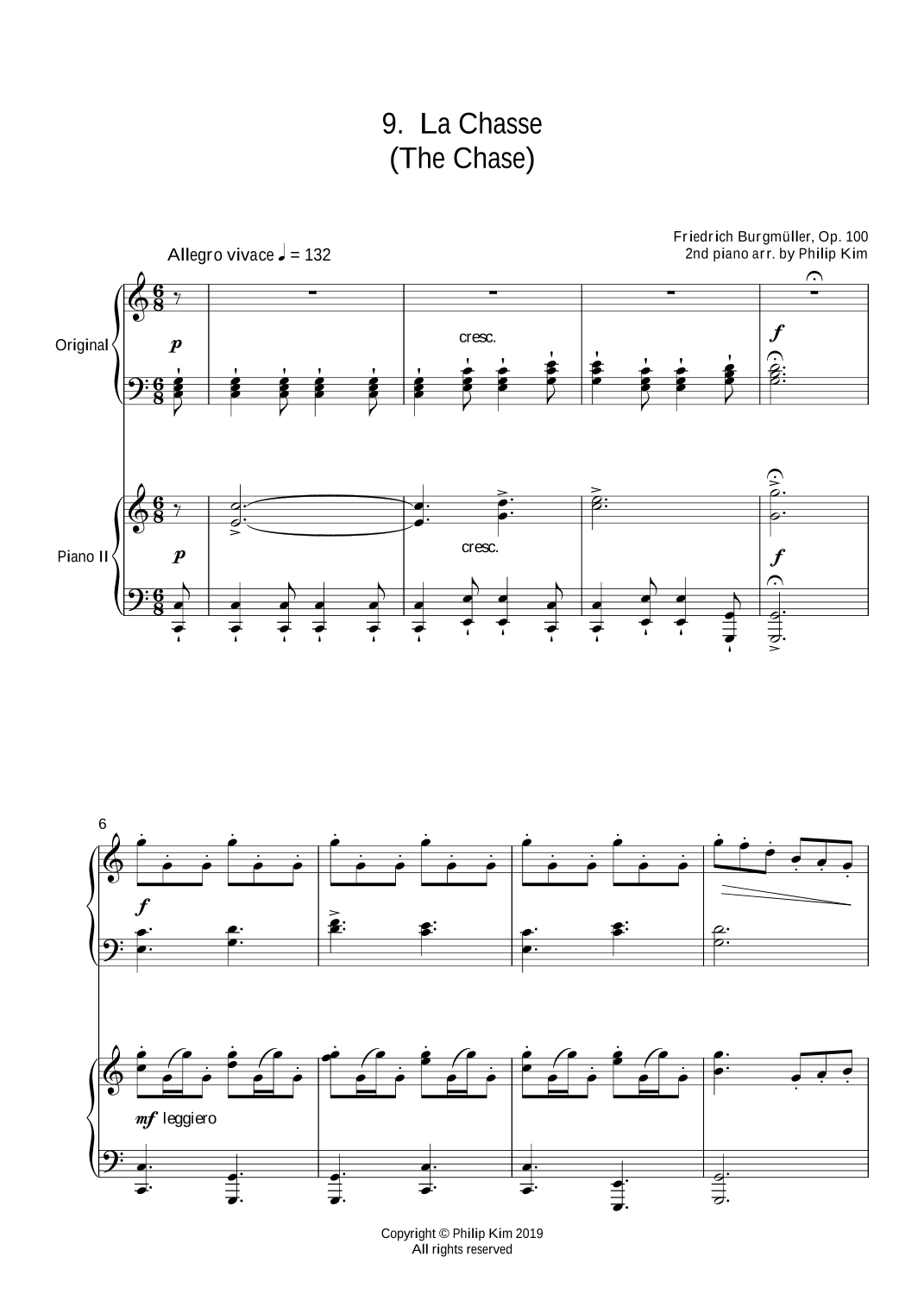 9. La Chasse (The Chase)  25 Progressive Studies Opus 100 for 2 pianos by Friedrich Burgmüller (arr. Philip Kim)