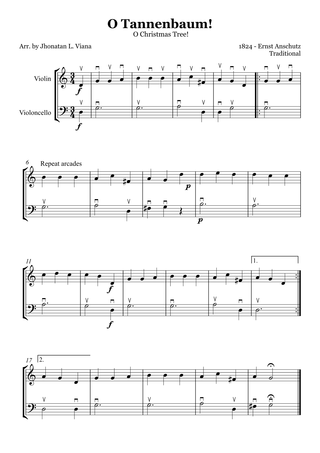 Oh! Tannenbaum! (Oh! Christmas Tree!) (arr. Jhonatan Lucio Viana)