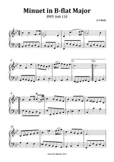 Minuet in B-flat Major, BWV Anh 118 (arr. J. S. Bach)
