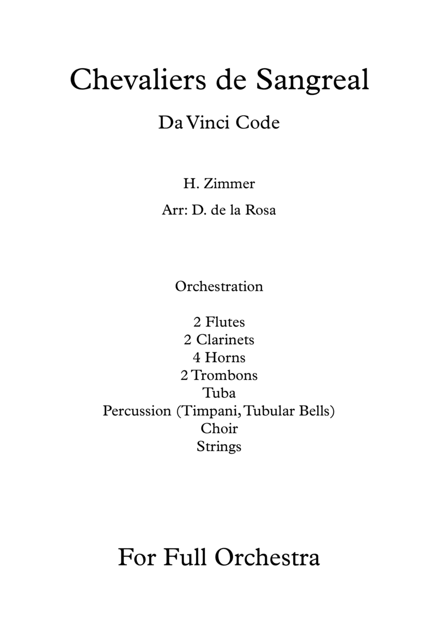 Chevalier De Sangreal (arr. Daniel de la Rosa Oliva)