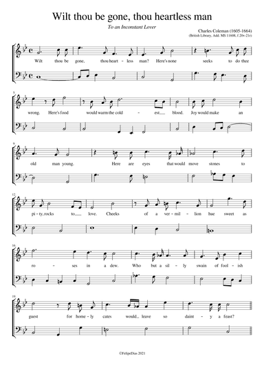 Wilt thou be gone thou heartless man (arr. Early Music Scores)