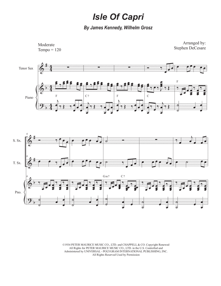 Isle Of Capri (arr. Stephen DeCesare)