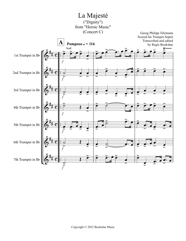 La Majeste (from "Heroic Music") (C) (Trumpet Septet) (arr. Regis Bookshar)
