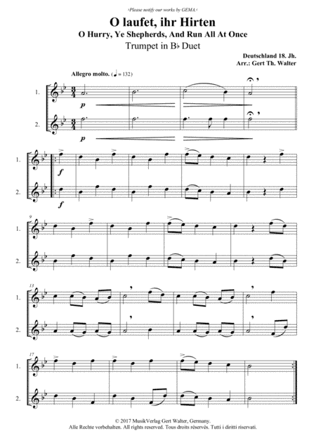 O Hurry, Ye Shepherds, And Run All At Once (arr. Gert Th. Walter)