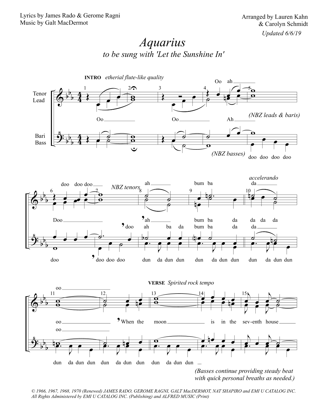 Aquarius (arr. Carolyn Schmidt)