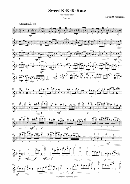 Sweet K-K-K-Kate (for a stutterer in love) for solo flute