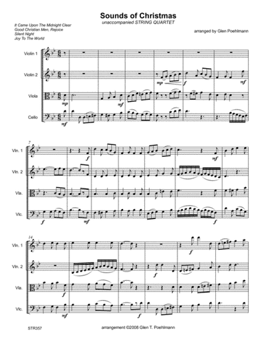 SOUNDS OF CHRISTMAS (medley of 4 carols) - STRING QUARTET (or 3 Violins & Cello) (arr. Glen Poehlmann)
