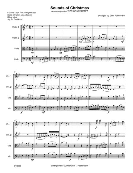 SOUNDS OF CHRISTMAS (medley of 4 carols) - STRING QUARTET (or 3 Violins & Cello) (arr. Glen Poehlmann)