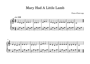 Mary Had a Little Lamb - piano (arr. Piano eTutor app)