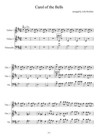 Carol of The Bells for Strings (score) (arr. Julie McGhee)