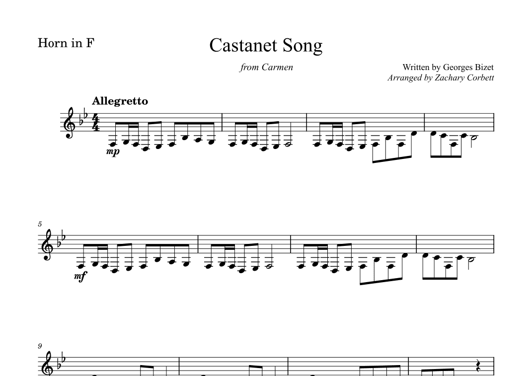 Castanet Song (arr. Zachary Corbett)