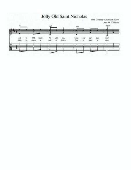 Jolly Old Saint Nicholas - American Christmas Carol - for easy fingerstyle guitar (arr. Big Bill Durham)