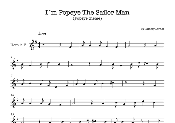 I'm Popeye The Sailor Man (arr. E.P)