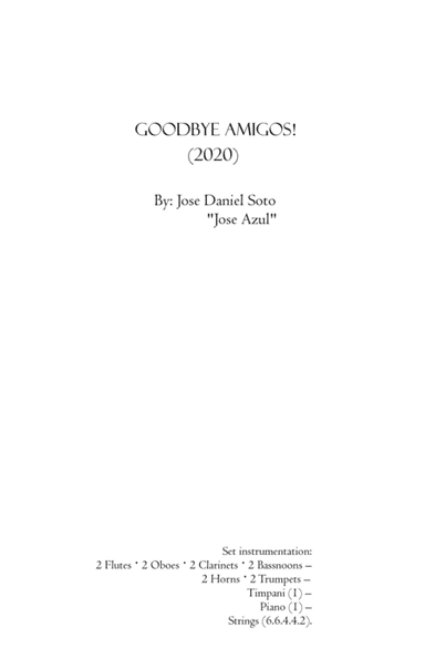 Goodbye Amigos! (For small orchestra)