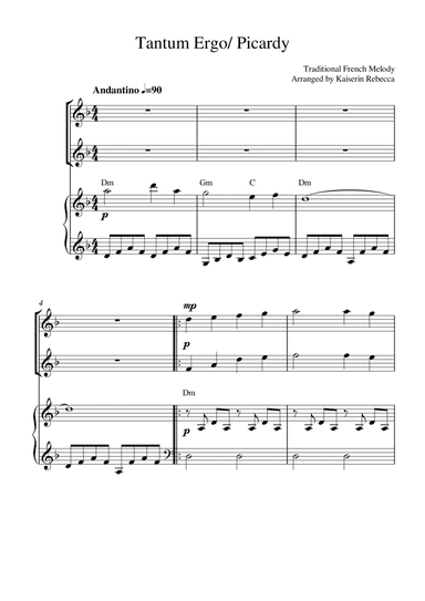 Tantum Ergo/ Picardy (for violin duet and piano accompaniment) (arr. Kaiserin Rebecca)