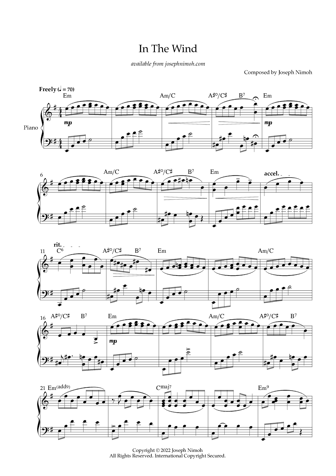 In the Wind - Solo Piano