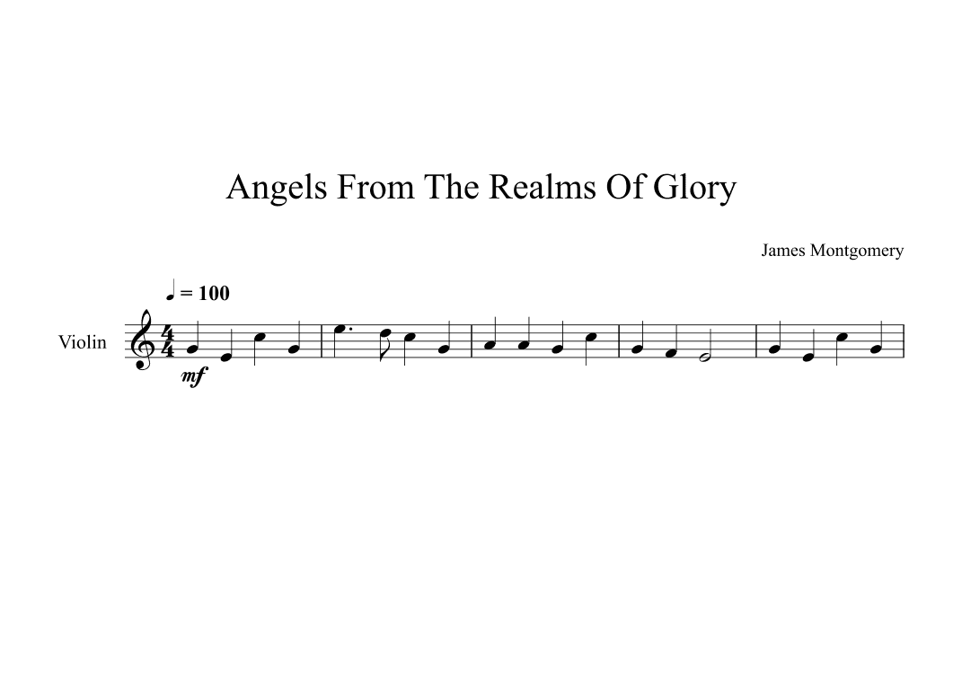 Angels From The Realms Of Glory - James Montgomery (Violin) (arr. Digital Book Music)