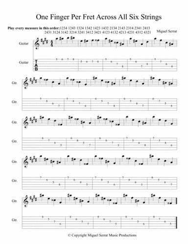 One Finger Per Fret Across All Six Strings 5th Position