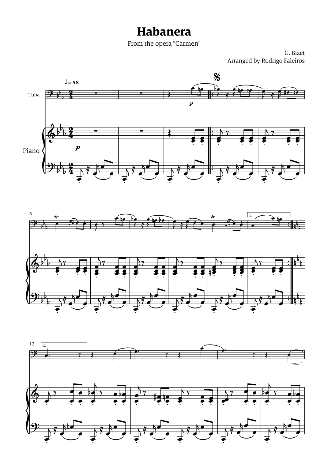 Habanera (for solo tuba w/ piano accompaniment) (arr. Rodrigo Faleiros)