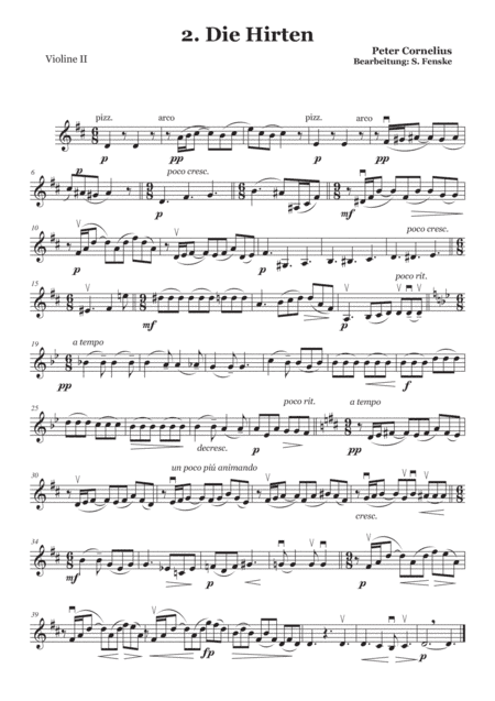 Peter Cornelius Weihnachtslieder - 2. Die Hirten Violine 2 (arr. Sabine Fenske)