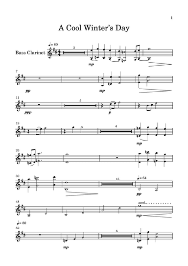 A Cool Winter’s Day-Bass Clarinet Part
