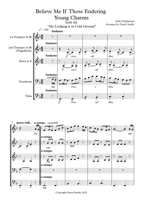 Believe Me, If All Those Endearing Young Charms (arr. Frank Stubbs)